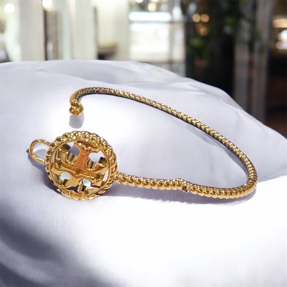 TORY BURCH ROPE HINGED 18KGOLD OVER BRASS BRACELET - Picture 4 of 6